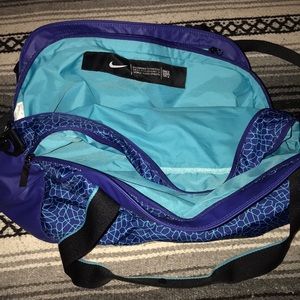 Blue patterned Nike duffel bag